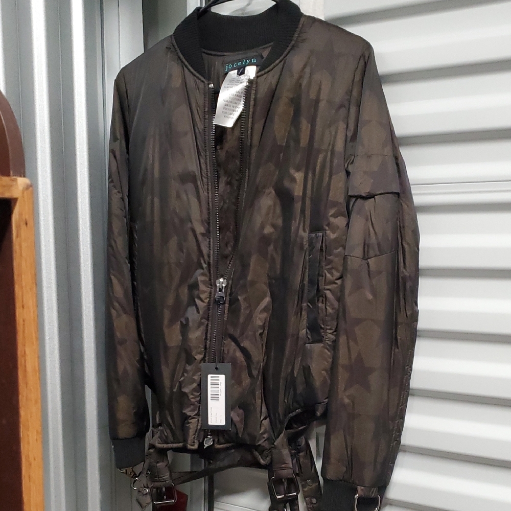 Sz S NwT $595 Jocelyn Fur Lined Brown Bomber Jacket With Cool Hardware